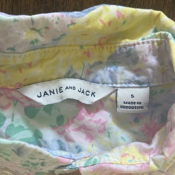 Janie and Jack Multicolor Floral Button-Down Shirt SZ 5 - Picture 2 of 3